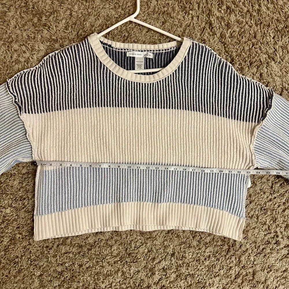 NWT! Altar'd State Beige and Blue Striped Sweater | Size XL - Picture 8 of 9